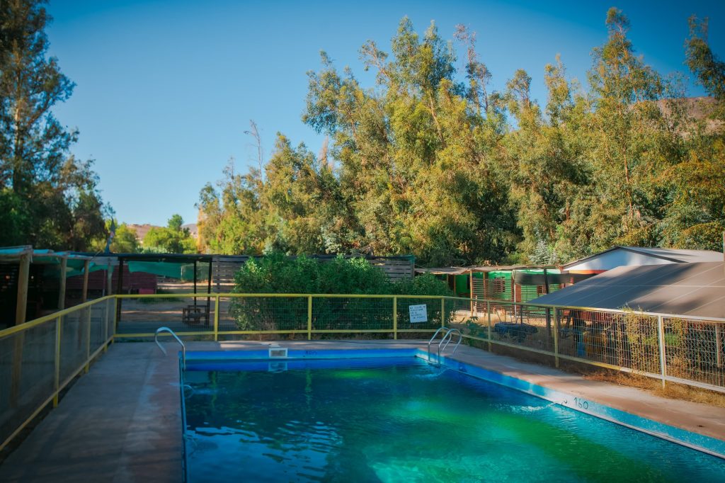 Piscina y árboles en Camping Araya